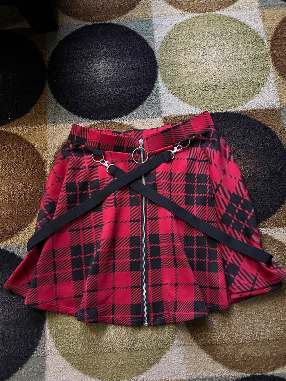 Hot topic plaid suspender skirt
